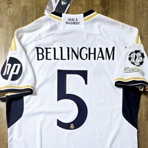 2023/24 ADIDAS REAL MADRID #5 BELLINGHAM CHAMPIONS LEAGUE HOME SOCCER JERSEY